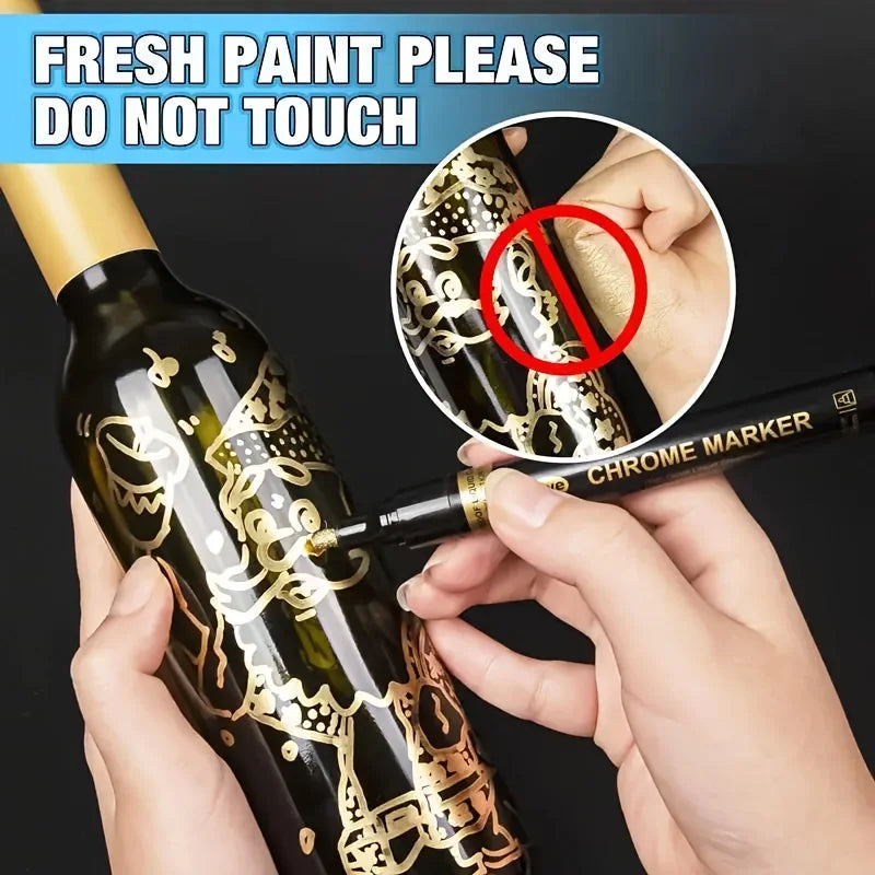Chrome Paint Marker Pen – Metallic Gold & Silver, 2mm Nib Metallic Paint Marker Nixie