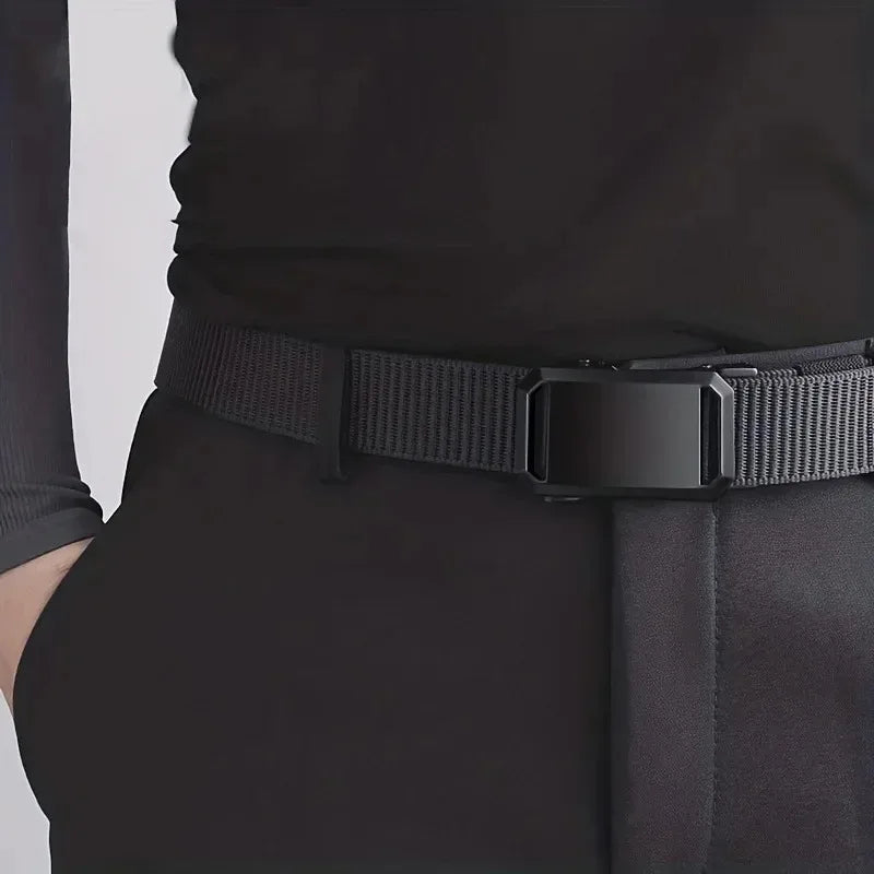 Men's Canvas Tactical Belt – Auto Buckle Military Style Canvas Tactical Belt Nixie
