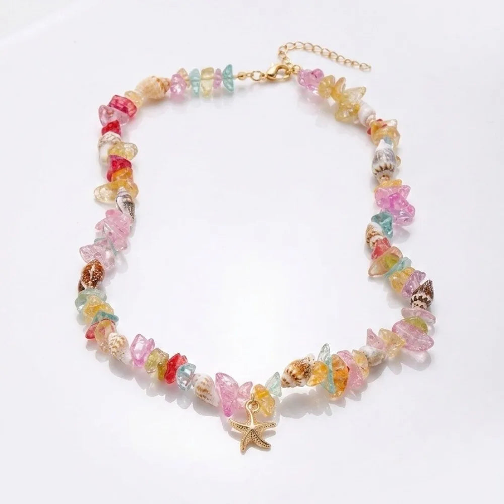 Bohemian Conch Shell Starfish Beaded Bracelet – Adjustable Beaded Wrap Bracelet Nixie Necklace