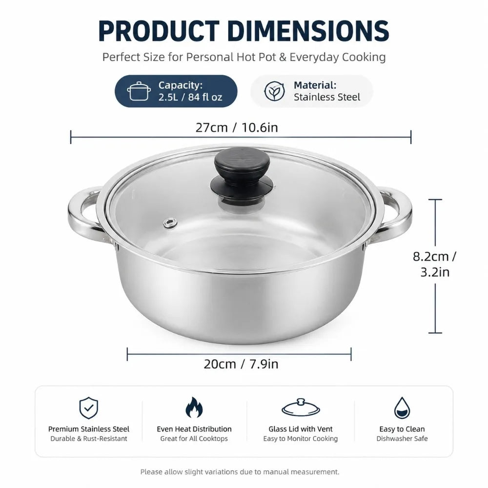 Stainless Steel Non-Stick Soup Pot – 26cm Double Bottom Pan Soup & Stock Pot Nixie