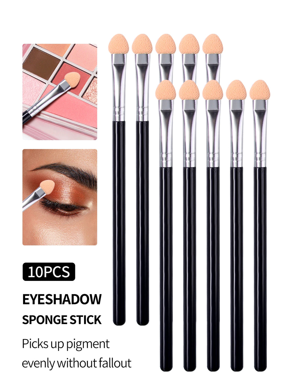 10Pcs Dual-Color Sponge Eyeshadow Brushes & Nail Smudge Sticks Eyeshadow Brush Set Nixie