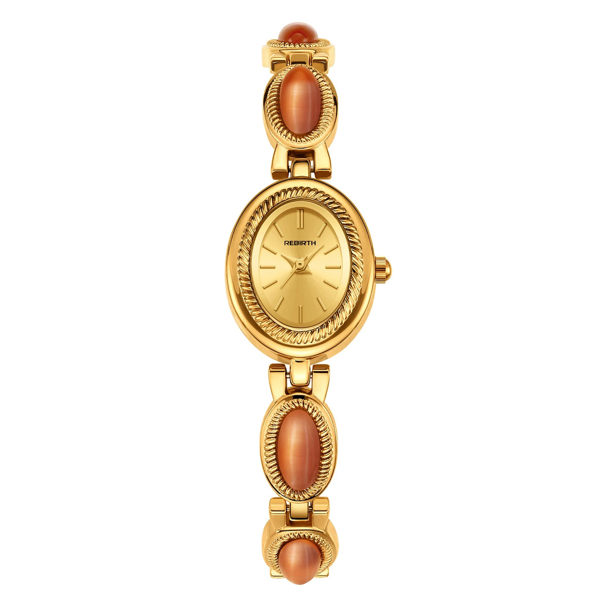 REBIRTH Oval Dial Retro Bracelet Watch for Women | Light Luxury Women's Bracelet Watch Nixie Pink