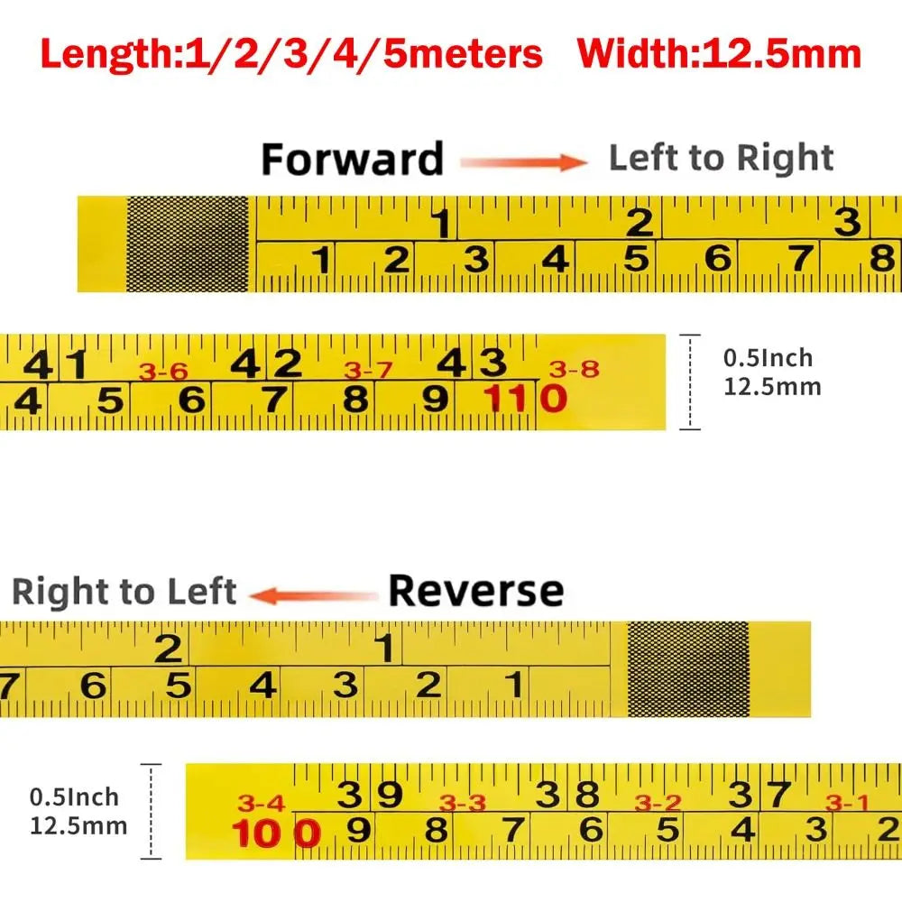 Self-Adhesive Steel Measuring Tape – Imperial & Metric, 1–5M Adhesive Tape Measure Nixie
