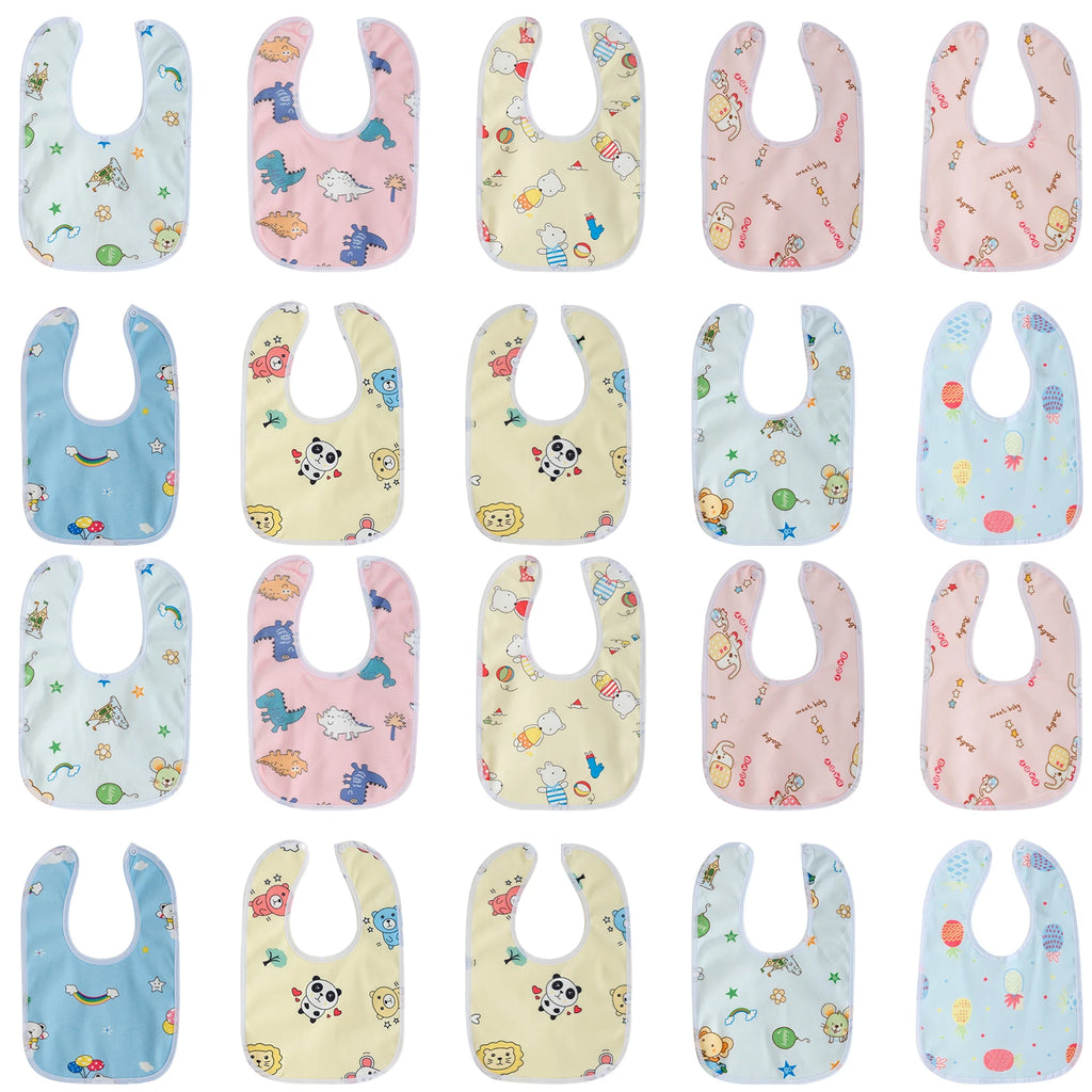 10/20 Pack Soft Cartoon Baby Bibs – Waterproof & Absorbent Baby Bibs Nixie 20Pcs Style 2