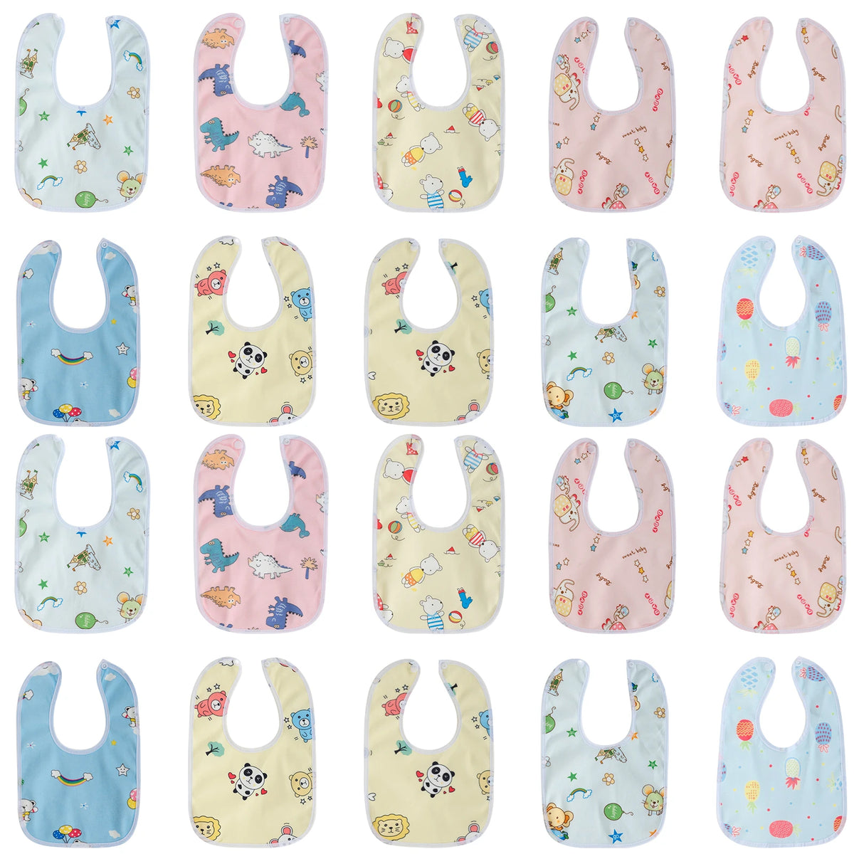 10/20 Pack Soft Cartoon Baby Bibs – Waterproof & Absorbent Baby Bibs Nixie 20Pcs Style 2