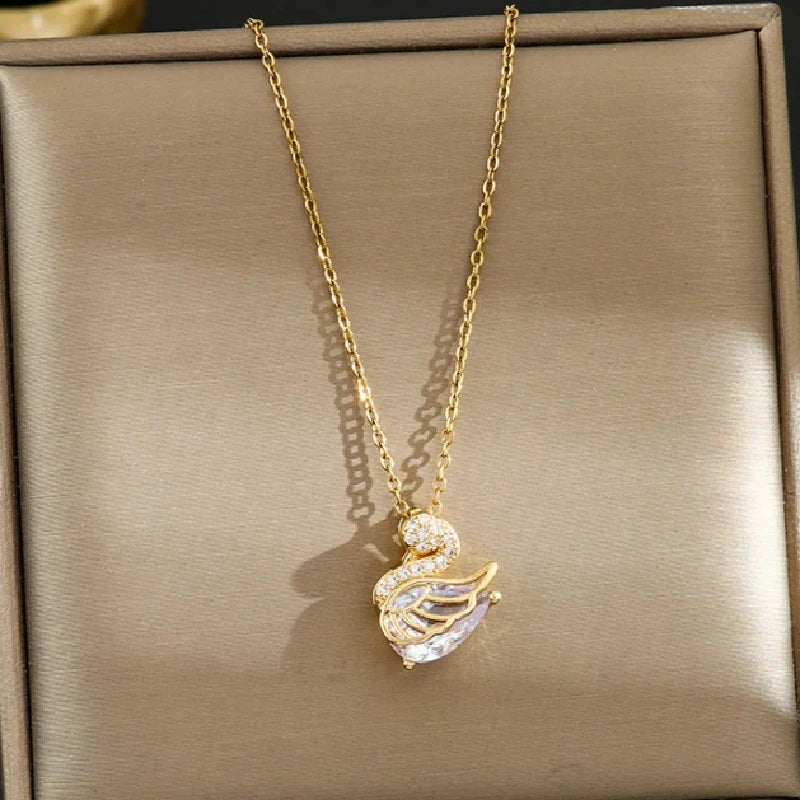 Gold Plated Animal Pendant Necklace | Copper & Steel Chain Pendant Necklace Nixie