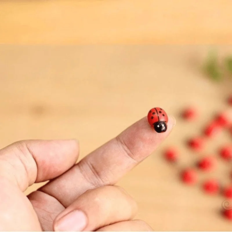 100Pcs Wooden Mini Ladybug Stickers – Self-Adhesive DIY Craft DIY Craft Stickers Nixie