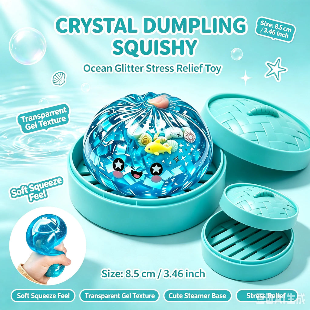 Sea Animal Glitter Squishy Toy | Hidden Mystery Squeeze Bun Squishy Fidget Toy Nixie