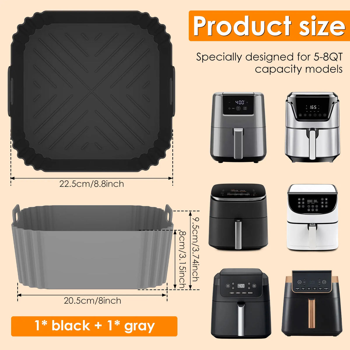 Silicone Air Fryer Liner – Reusable Square Baking Pan Tray Air Fryer Liner Nixie