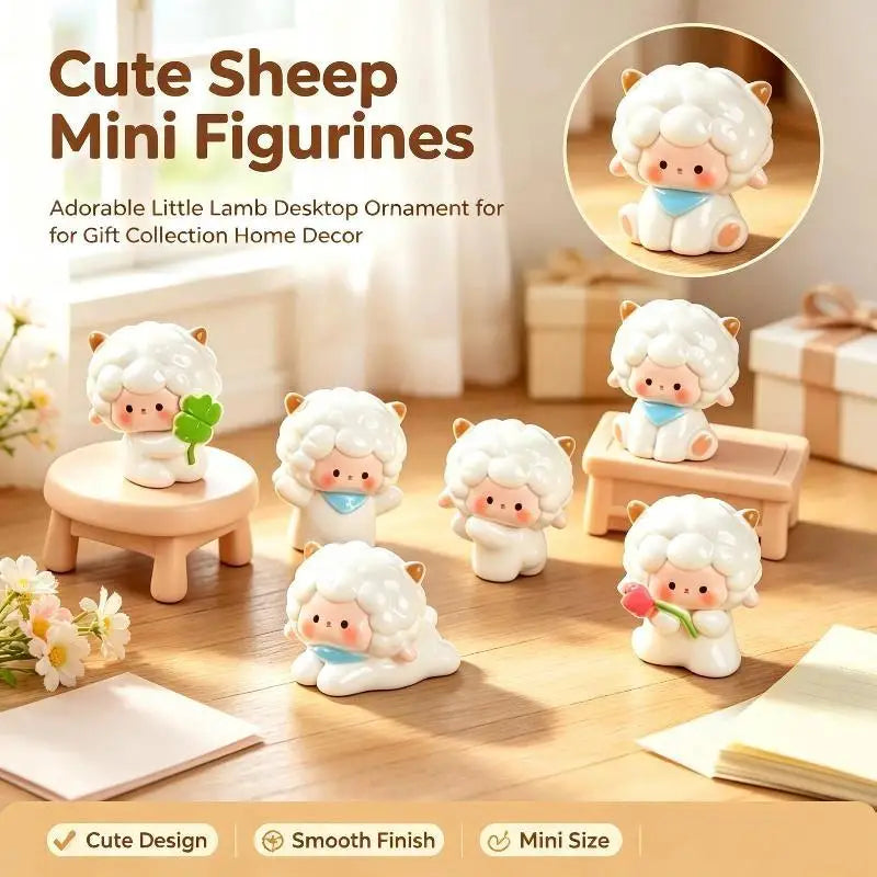 Miniature Sheep Lamb Resin Figurines Fairy Garden Ornaments 5/6Pcs Resin Figurine Set Nixie
