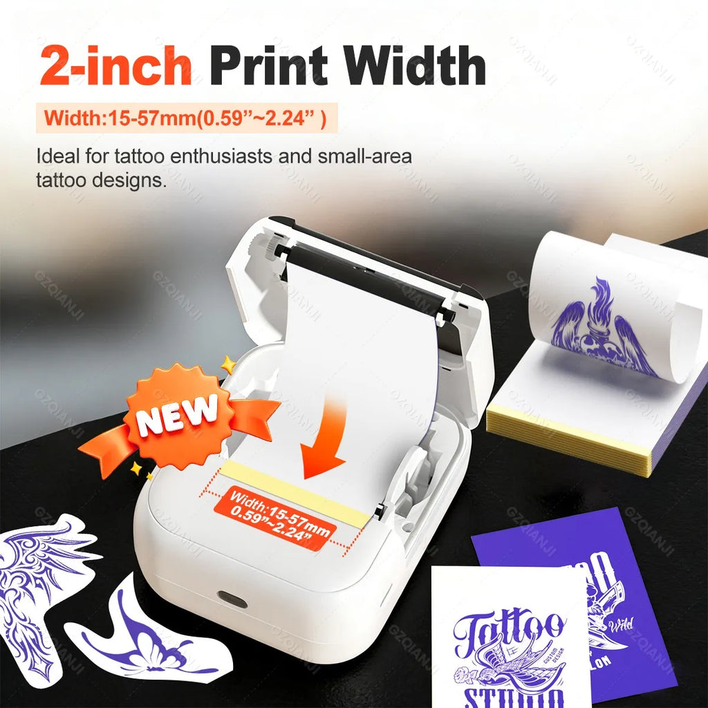 INSTOFC 57mm Mini Wireless Thermal Tattoo Stencil Printer