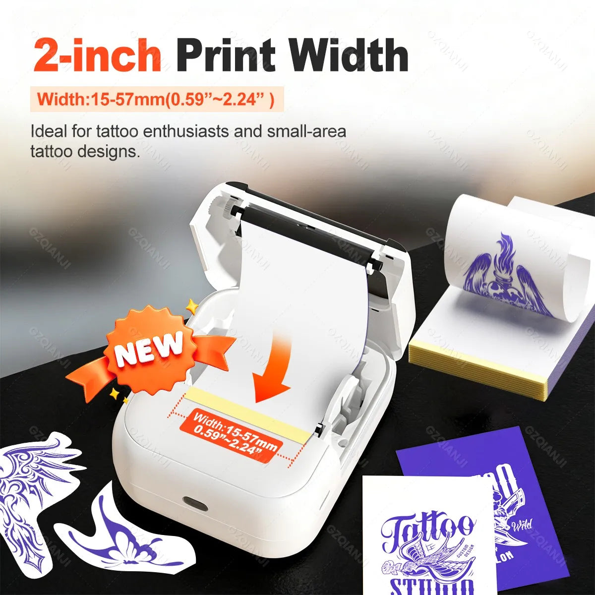 INSTOFC 57mm Mini Wireless Thermal Tattoo Stencil Printer