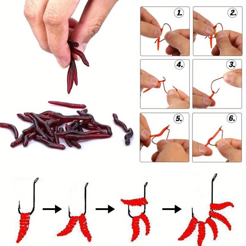 50pcs Silicone Worm Soft Fishing Bait 3.5cm Scented Lures Soft Fishing Lures Nixie