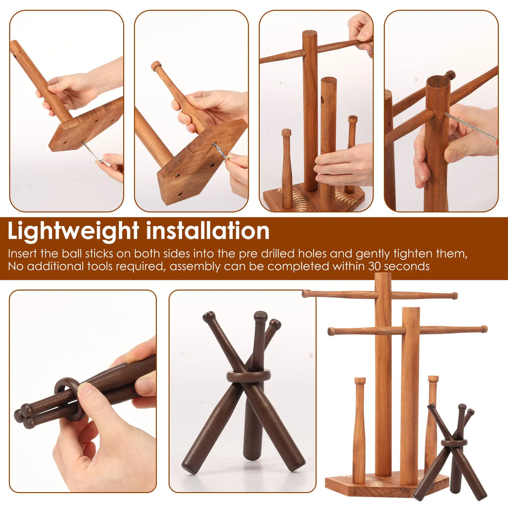 Wood Baseball Ring & Necklace Display Stand with Baseball Stand Ring Display Stand Nixie