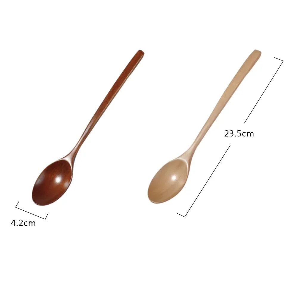 2pcs Natural Wooden Spoons – Coffee, Honey, Soup & Tea Set