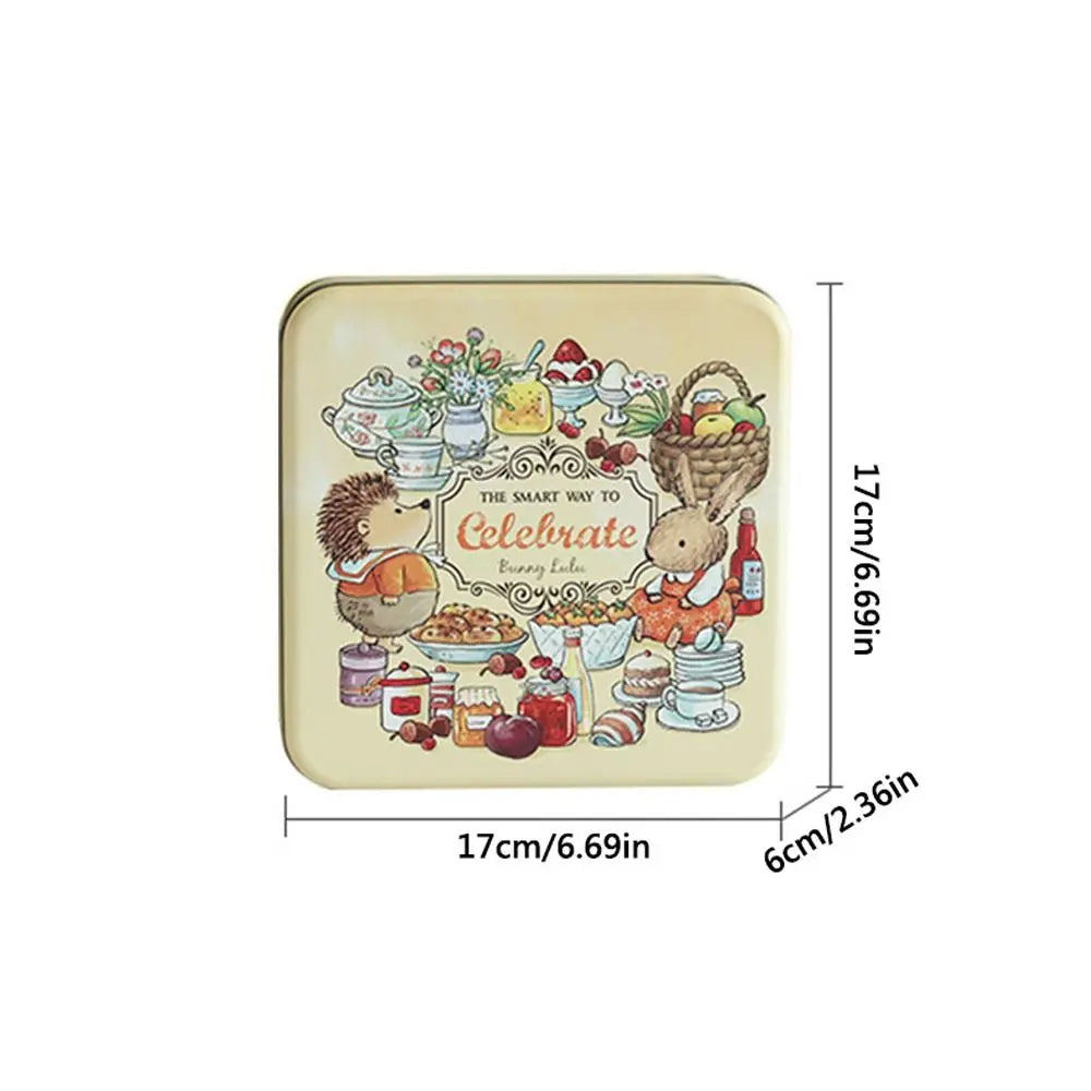 Cartoon Rabbit Square Tin Box with Lid – Metal Cookie & Gift Tin Metal Tin Box Nixie