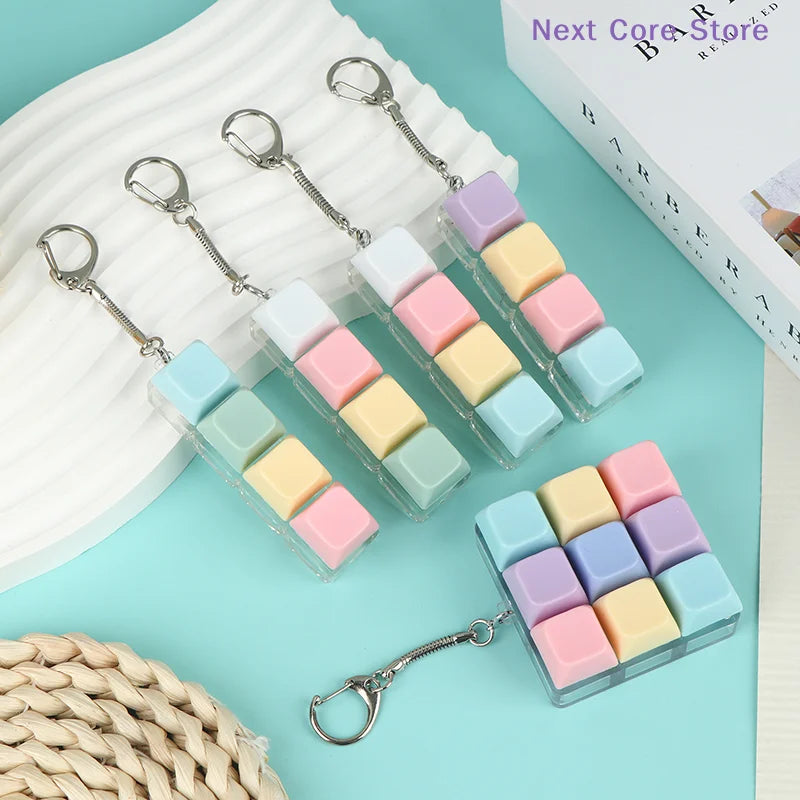 Macaron Keycap Keychain – 4-Key Mechanical Sensory Fidget Toy Fidget Keychain Toy Nixie