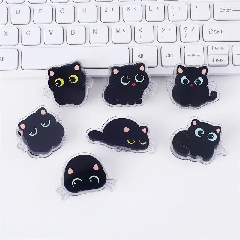 7 Cute Black Cat Acrylic Clips – Paper, Snack & Journal Clips Decorative Paper Clips Nixie 7 pcs cat clip