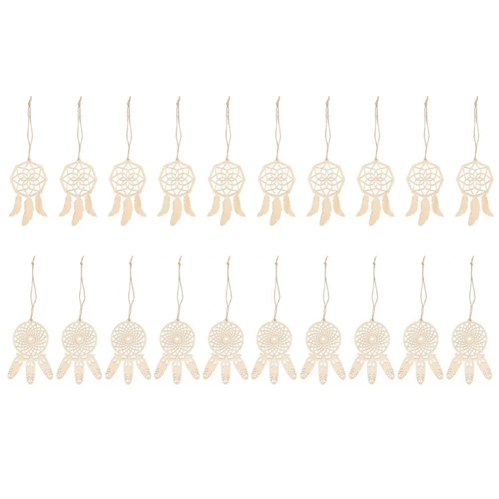 20pcs Unfinished Wood Dreamcatcher Ornaments – Boho DIY Kit Wood Craft Ornaments Nixie a