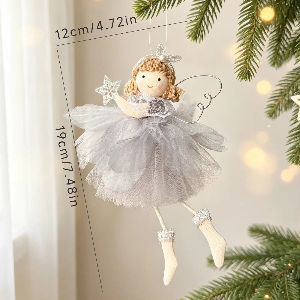Plush Christmas Angel Ornament – Fluffy Wings Hanging Pendant