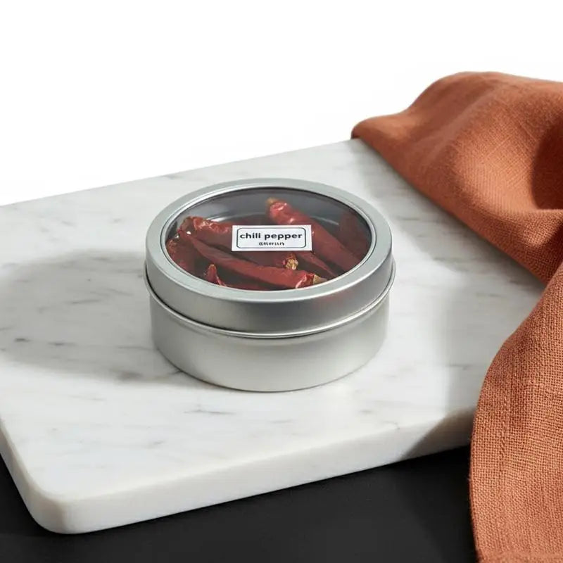 Magnetic Round Tin Spice Storage Box with Transparent Lid Spice Storage Tin Nixie