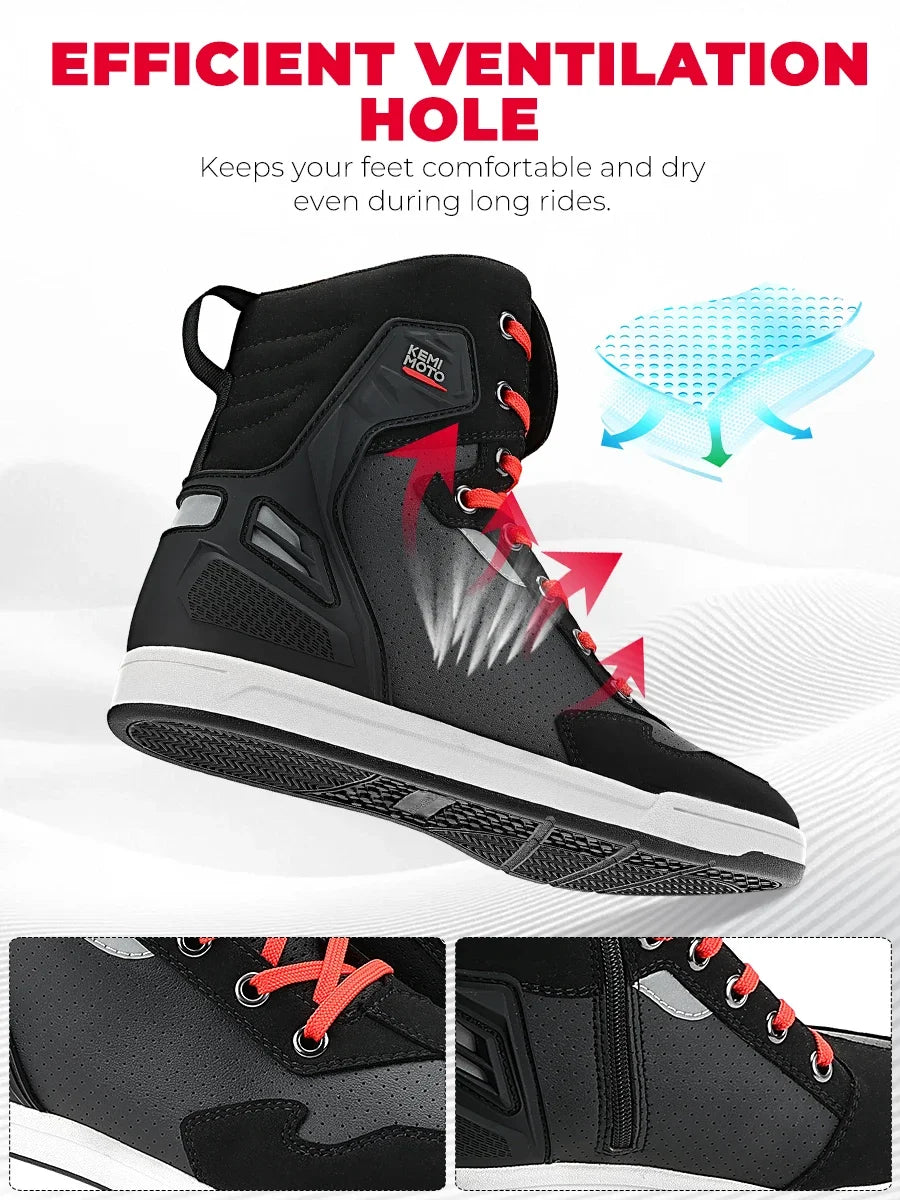 KEMIMOTO Motorcycle Riding Shoes – Ankle Boots for Men & Women Motorcycle Riding Boots Nixie