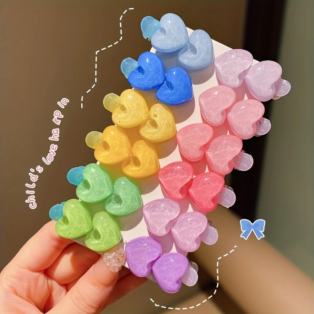 12pcs Girls Rainbow Hair Clips – Flower Star Heart Hairpins Kids Hair Clips Nixie