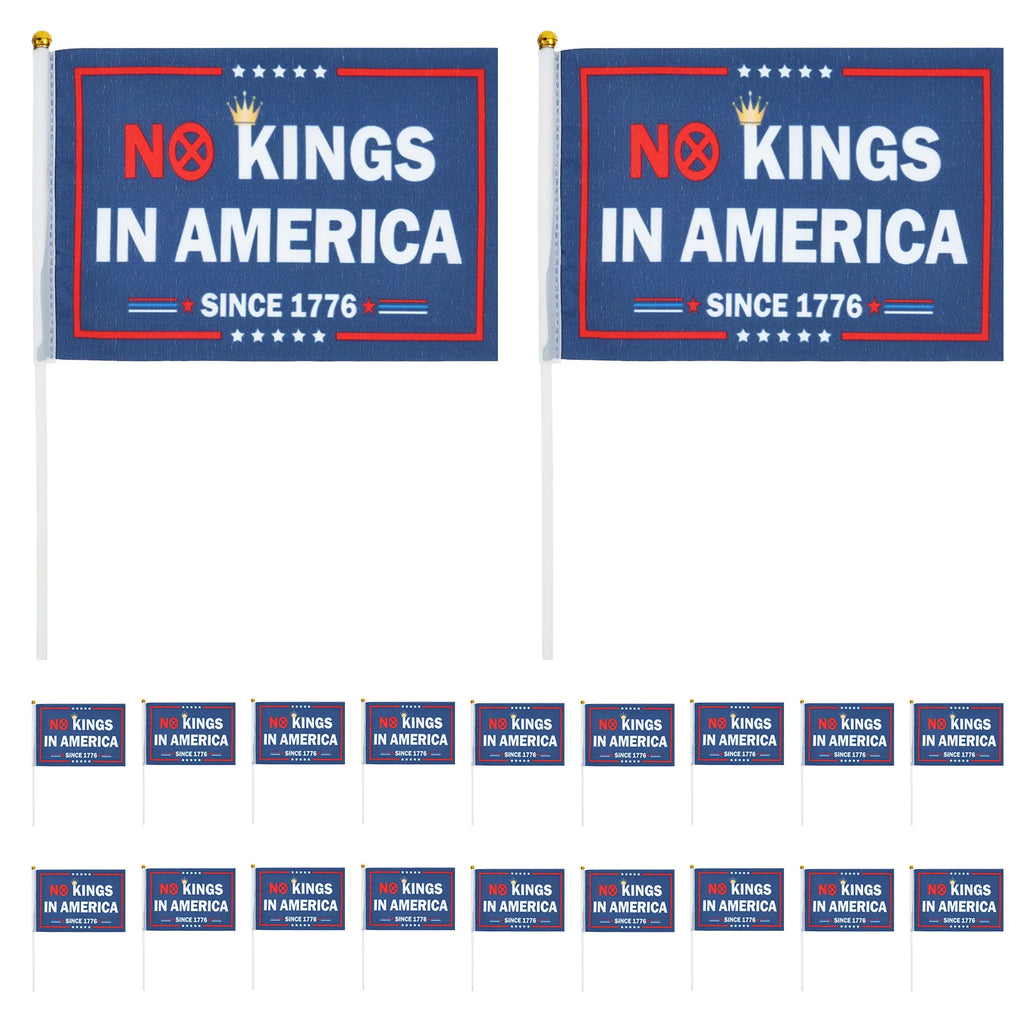 20Pcs No Kings In America 1776 Handheld Flags on Sticks