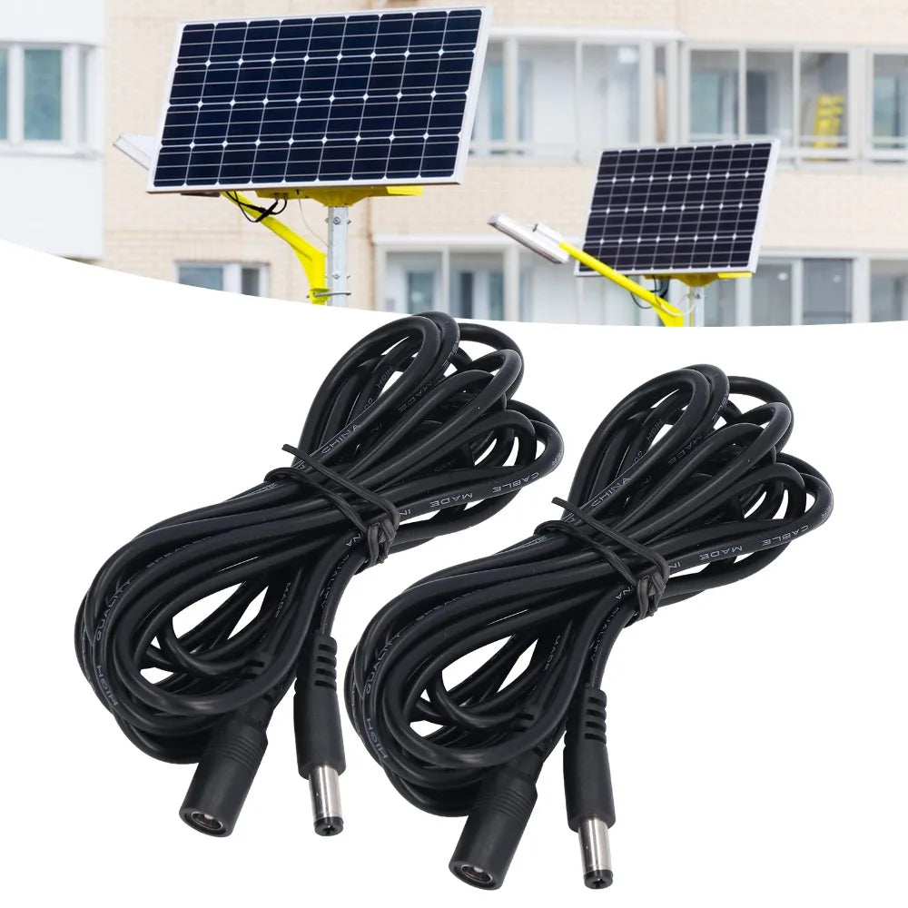 2-Pack 9.8FT Solar DC Extension Cable 5.5x2.1mm 24AWG Male Female