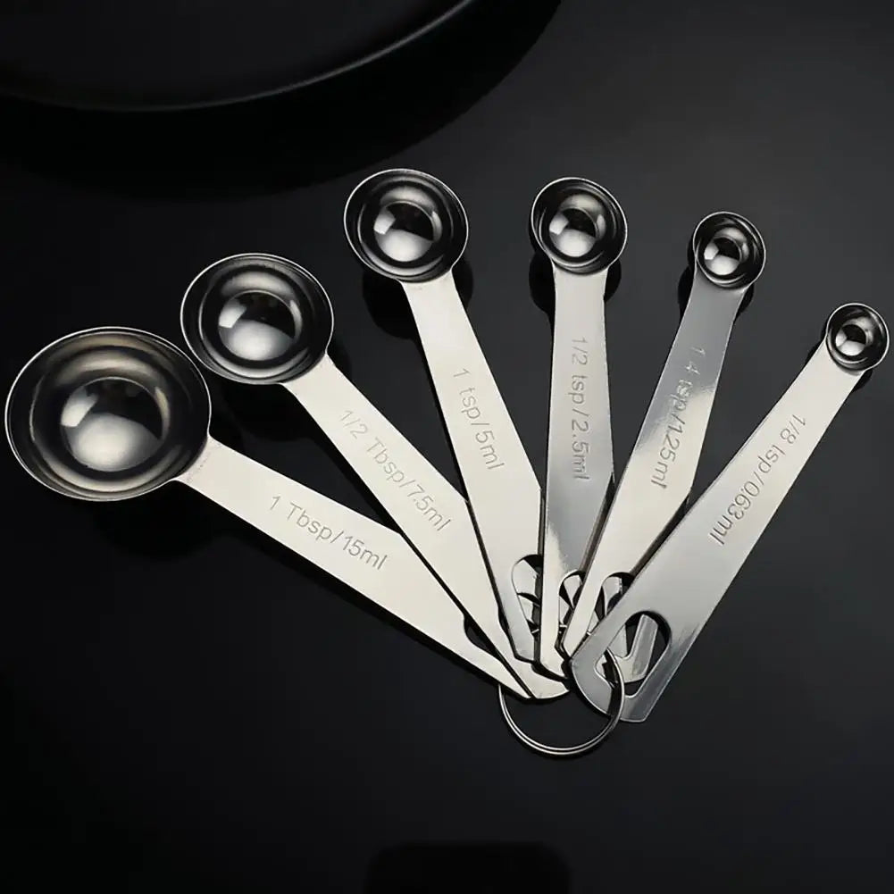 6-Piece Stainless Steel Measuring Spoon Set | Dishwasher Safe Measuring Spoon Set Nixie