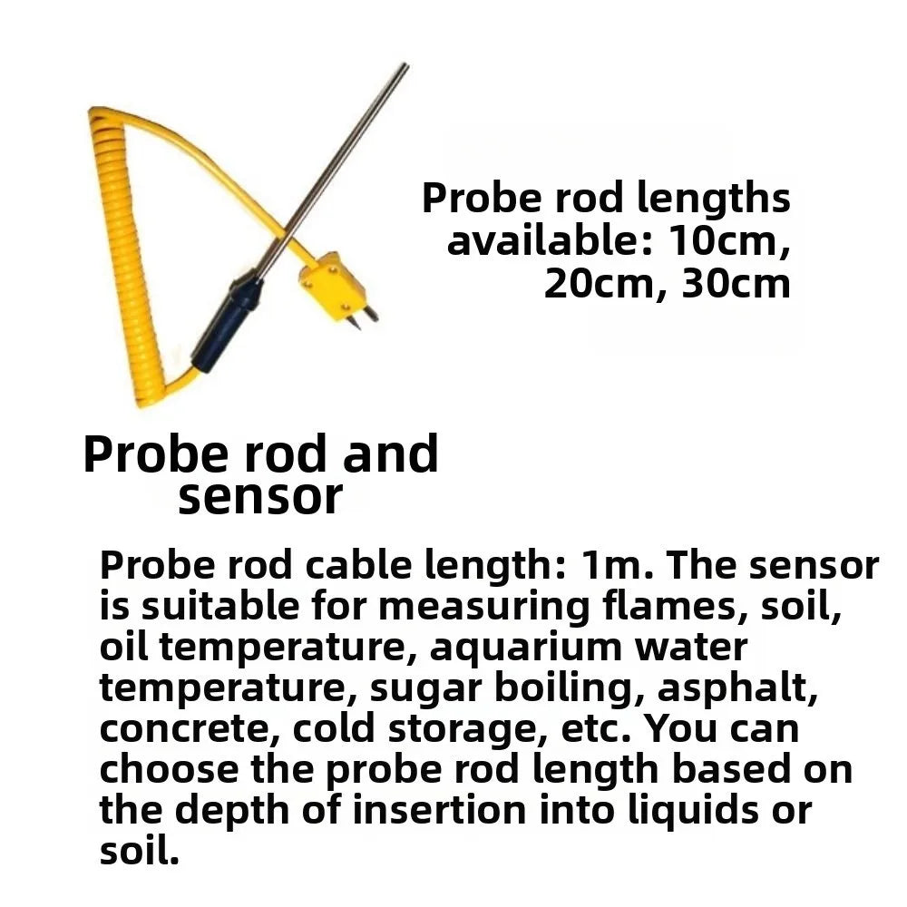 K-Type Fiberglass Thermocouple Probe TM902C -50°C–150°C