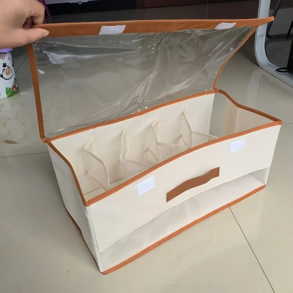 Clear Window Collapsible Closet Storage Bin with Lid