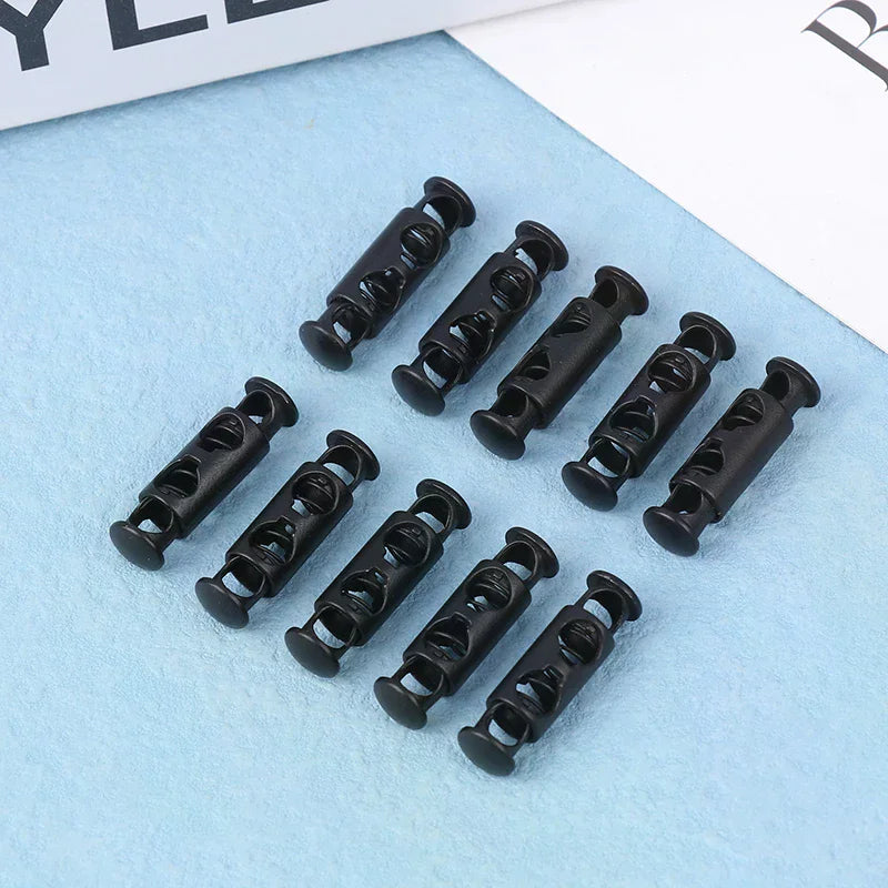 10Pcs Double Hole Metal Spring Buckles – Elastic Cord Locks Sewing Cord Buckles Nixie
