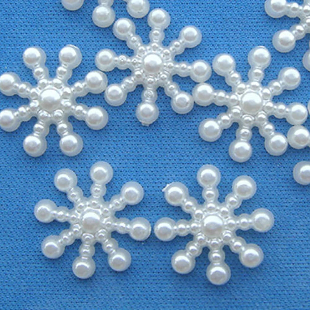 100pcs Pearl Resin Snowflake Flatbacks 12mm – DIY Craft Decor
