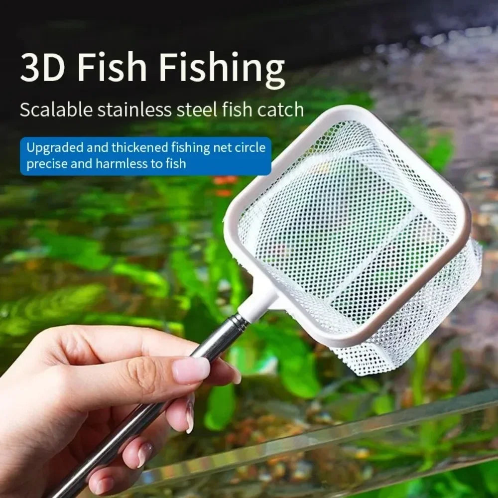 Aquarium Square Fishing Net Extendable Handle | Fish & Shrimp Aquarium Fishing Net Nixie