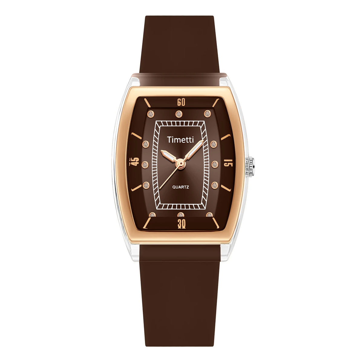 Timetti Retro Korean-Style Quartz Watch – Silicone Band Quartz Fashion Watch Nixie Coffee