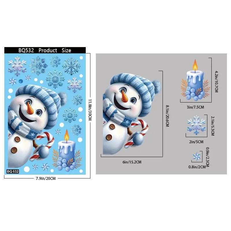 Christmas Window Clings – Snowman Snowflake Santa Stickers