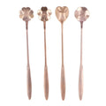 4Pcs Flower Shaped Stainless Steel Stirring Spoons Set Decorative Stirring Spoons Nixie Rose Gold