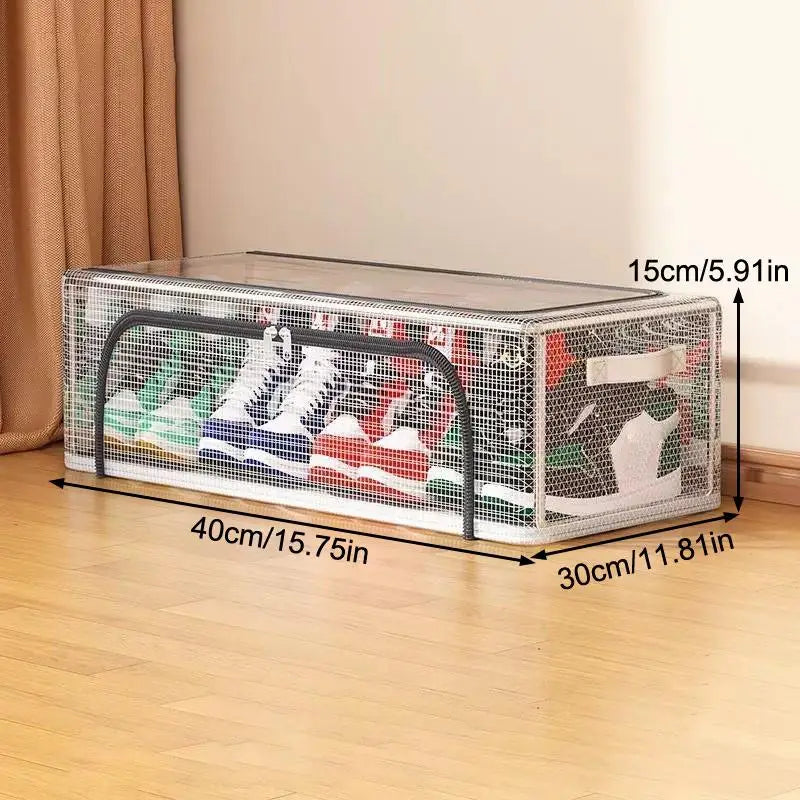 Transparent Foldable Shoe Storage Box | Under Bed Organizer