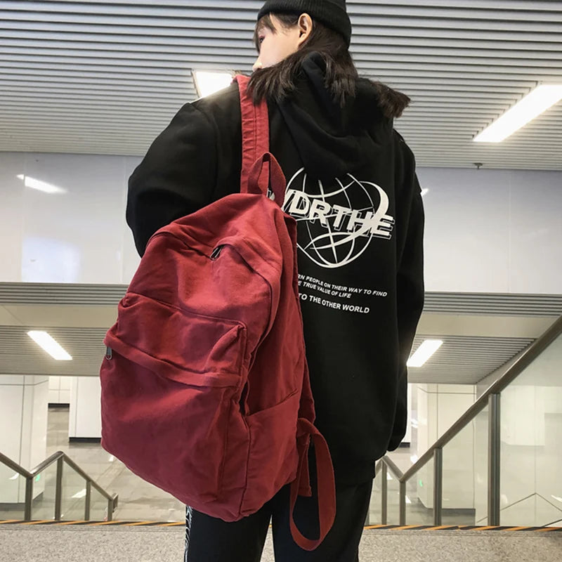 Vintage Canvas Backpack Y2K Preppy Laptop Travel Bag Unisex Canvas Backpack Nixie