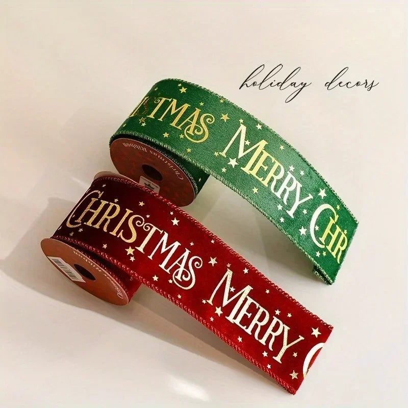 Christmas Velvet Ribbon for Crafts & Gift Wrapping – 3 Yards Craft Ribbon Nixie