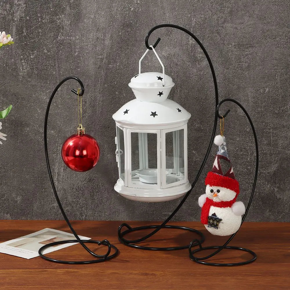 Iron Art Glass Ball Hanging Ornament Stand & Candle Holder