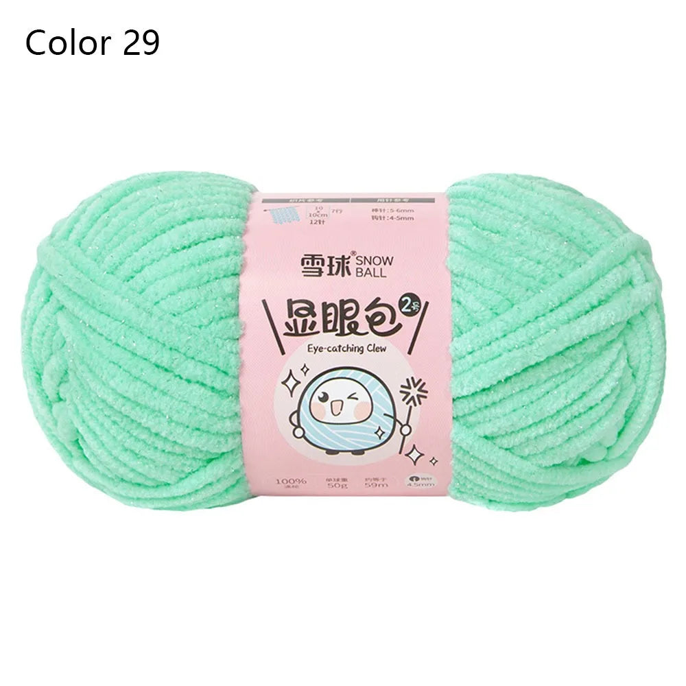Soft Chenille Yarn 50g 59M 4.5mm – Shiny Chunky Knitting Yarn