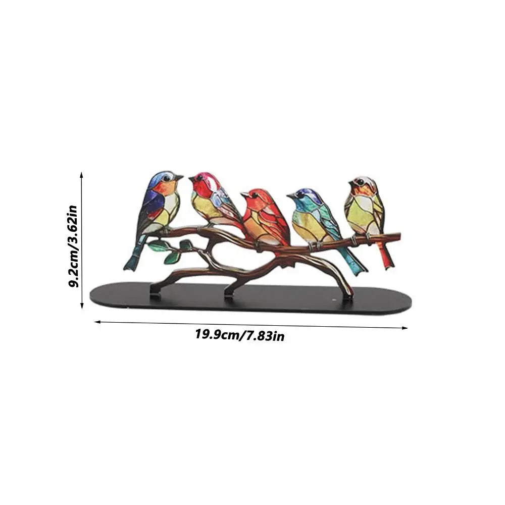 Colorful Acrylic Bird Figurines with Base | Decorative Statues Bird Figurine Set Nixie