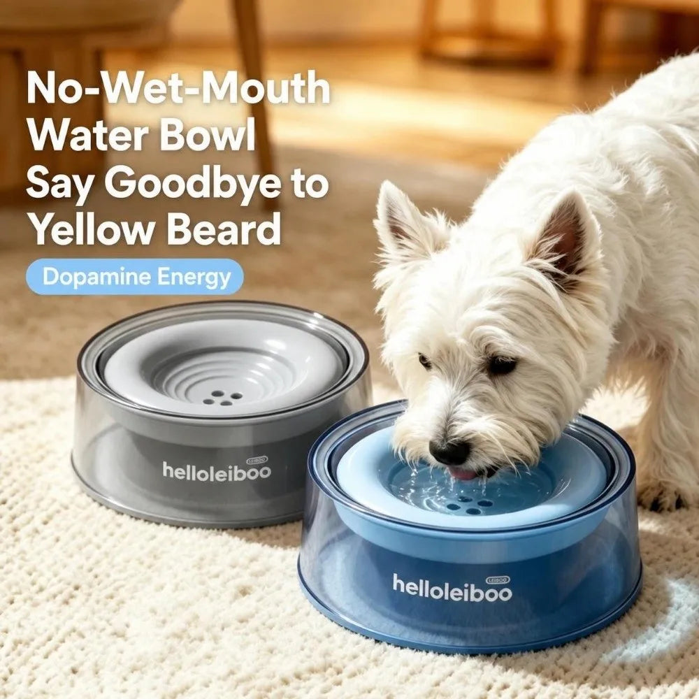 1200ml Floating Dog Bowl – Anti-Splash Slow Drinking Feeder Dog Water Bowl Nixie
