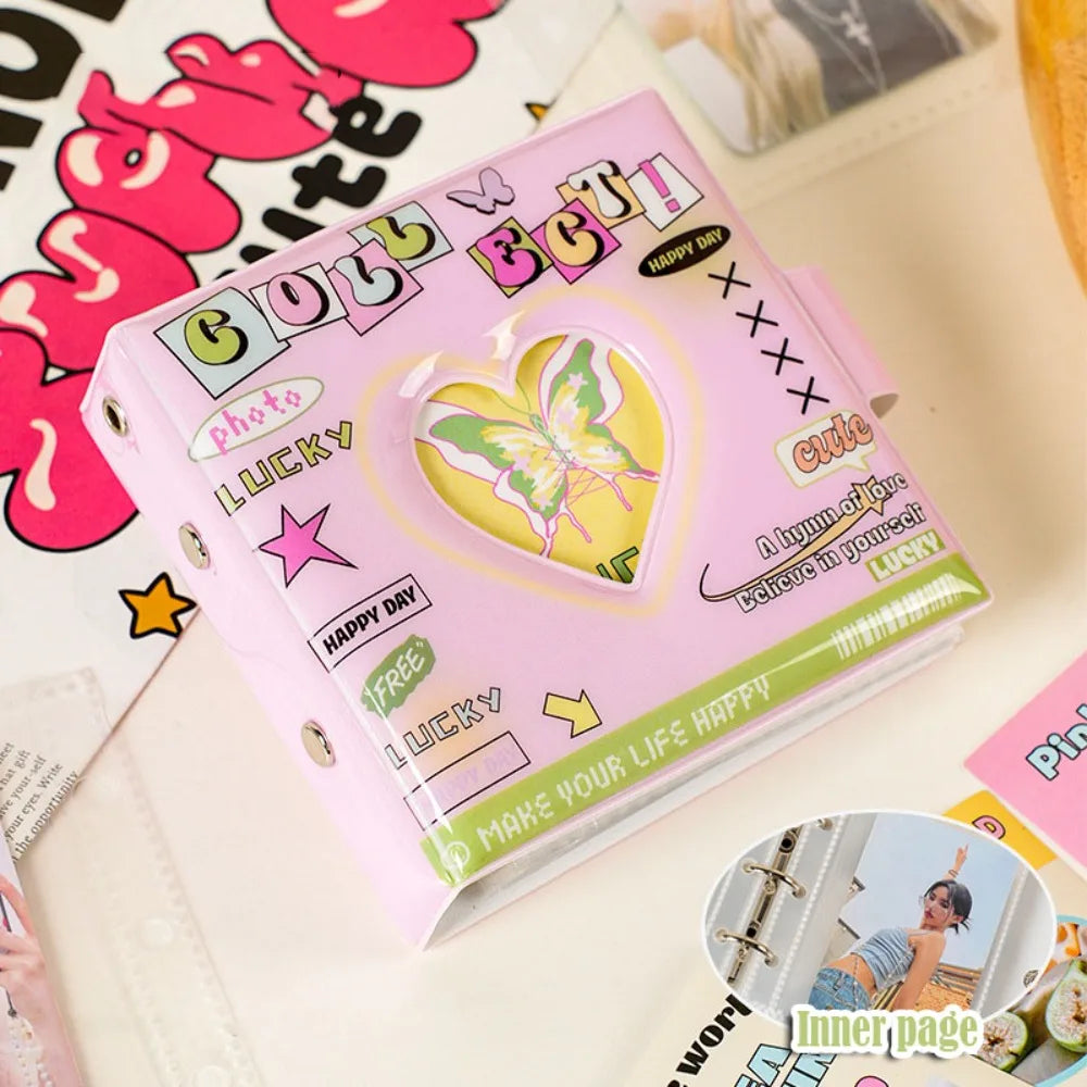 Kawaii Mini PVC Photocard Holder – Heart Hollow Photo Album