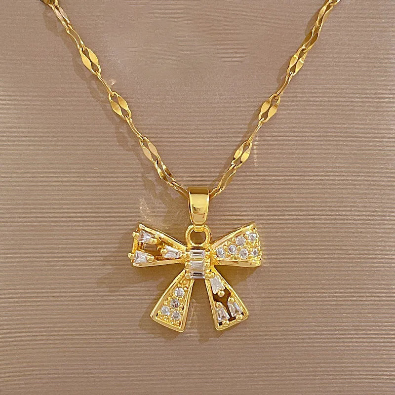 Butterfly Pendant Choker Necklace – Gold Stainless Steel Pendant Choker Necklace Nixie
