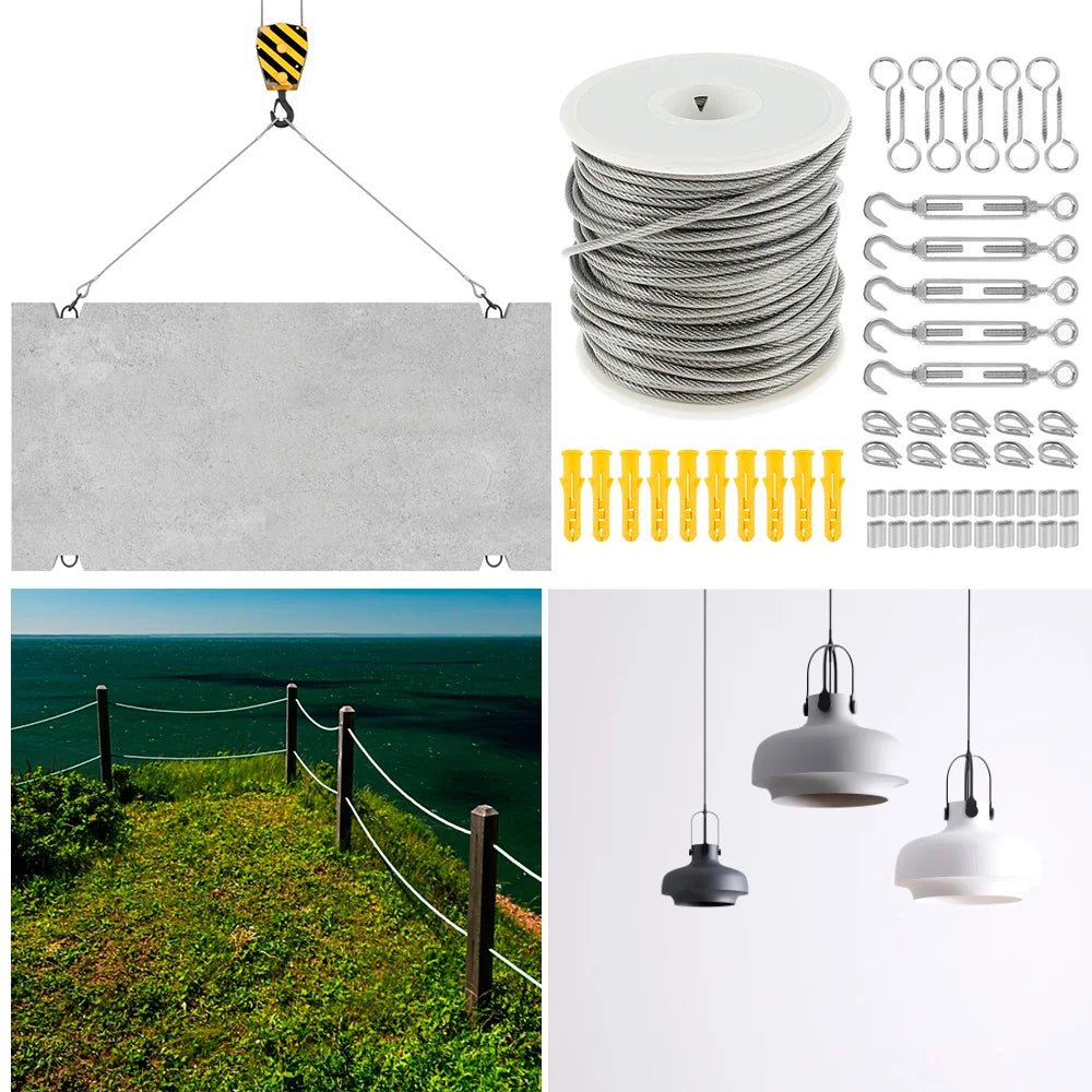 304 Stainless Steel Wire Cable Kit 15M/30M – Garden Railing Rope