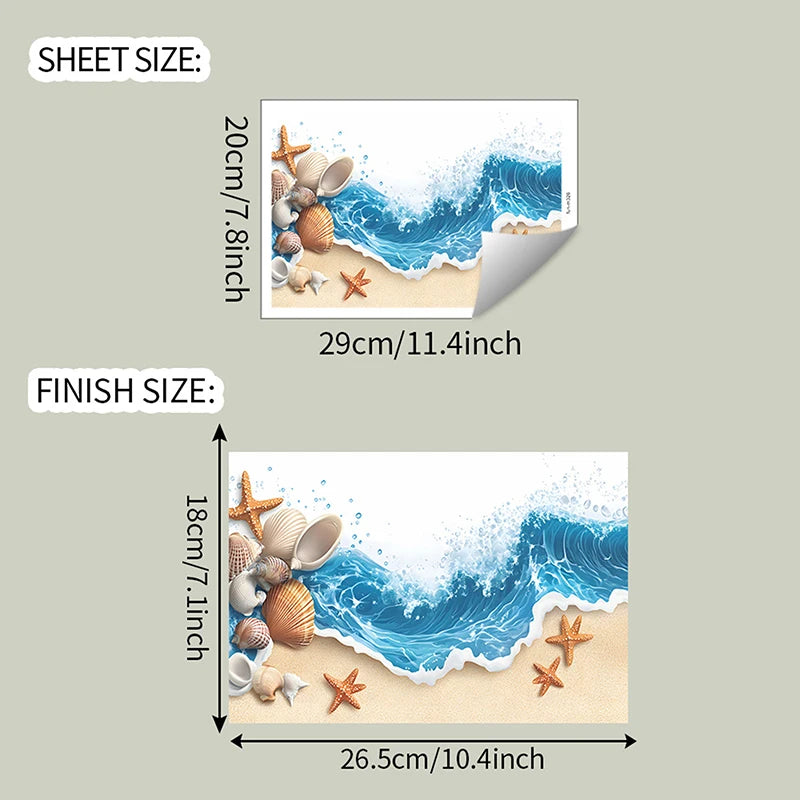 Ocean Shell Toilet Seat Waterproof Sticker – Coastal Décor Decorative Wall Sticker Nixie