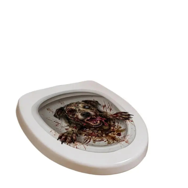 Halloween Zombie Dog Toilet Decal – Waterproof PVC Sticker